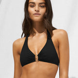 The Essentials Halter Bikini Top - Black - Simply Beach UK