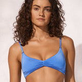 Shimmering Solids Gathered Crop Bikini Top - Spring Water - Simply Beach UK