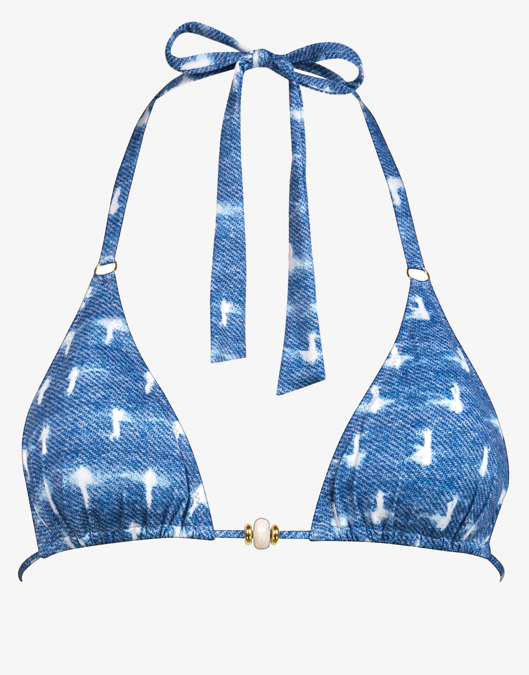 Urban Indigo Triangle Bikini Top - Denim White - Simply Beach UK