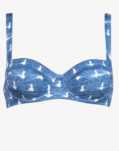 Urban Indigo Underwired Bikini Top - Denim White - Simply Beach UK