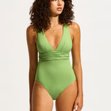 Collective Cross Back Swimsuit - Sage - Simply Beach UK