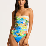 South Pacific Bandeau Swimsuit - Turquoise - Simply Beach UK