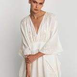 Lefkada Kimono Sleeve Maxi Kaftan - Natural and Champagne - Simply Beach UK