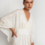 Lefkada Kimono Sleeve Maxi Kaftan - Natural and Champagne - Simply Beach UK