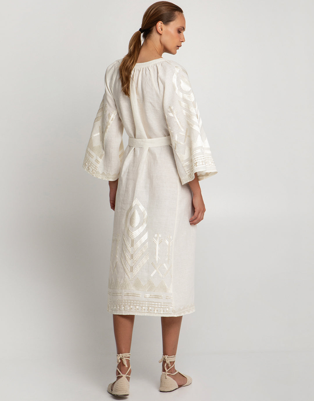 Feather Midi Kaftan - Natural and Champagne - Simply Beach UK