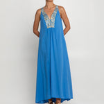 New Triangle Maxi Dress - Blue Raf and Gold - Simply Beach UK