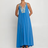 New Triangle Maxi Dress - Blue Raf and Gold - Simply Beach UK