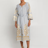 Feather Midi Kaftan - Light Grey and Gold - Simply Beach UK