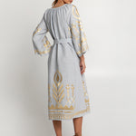 Feather Midi Kaftan - Light Grey and Gold - Simply Beach UK