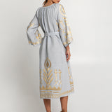 Feather Midi Kaftan - Light Grey and Gold - Simply Beach UK