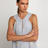 Lefkada Sleeveless Midi Dress - Light Grey and Gold - Simply Beach UK