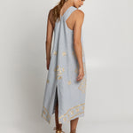 Lefkada Sleeveless Midi Dress - Light Grey and Gold - Simply Beach UK