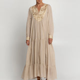 New Triangle Maxi Dress - Natural and Gold - Simply Beach UK