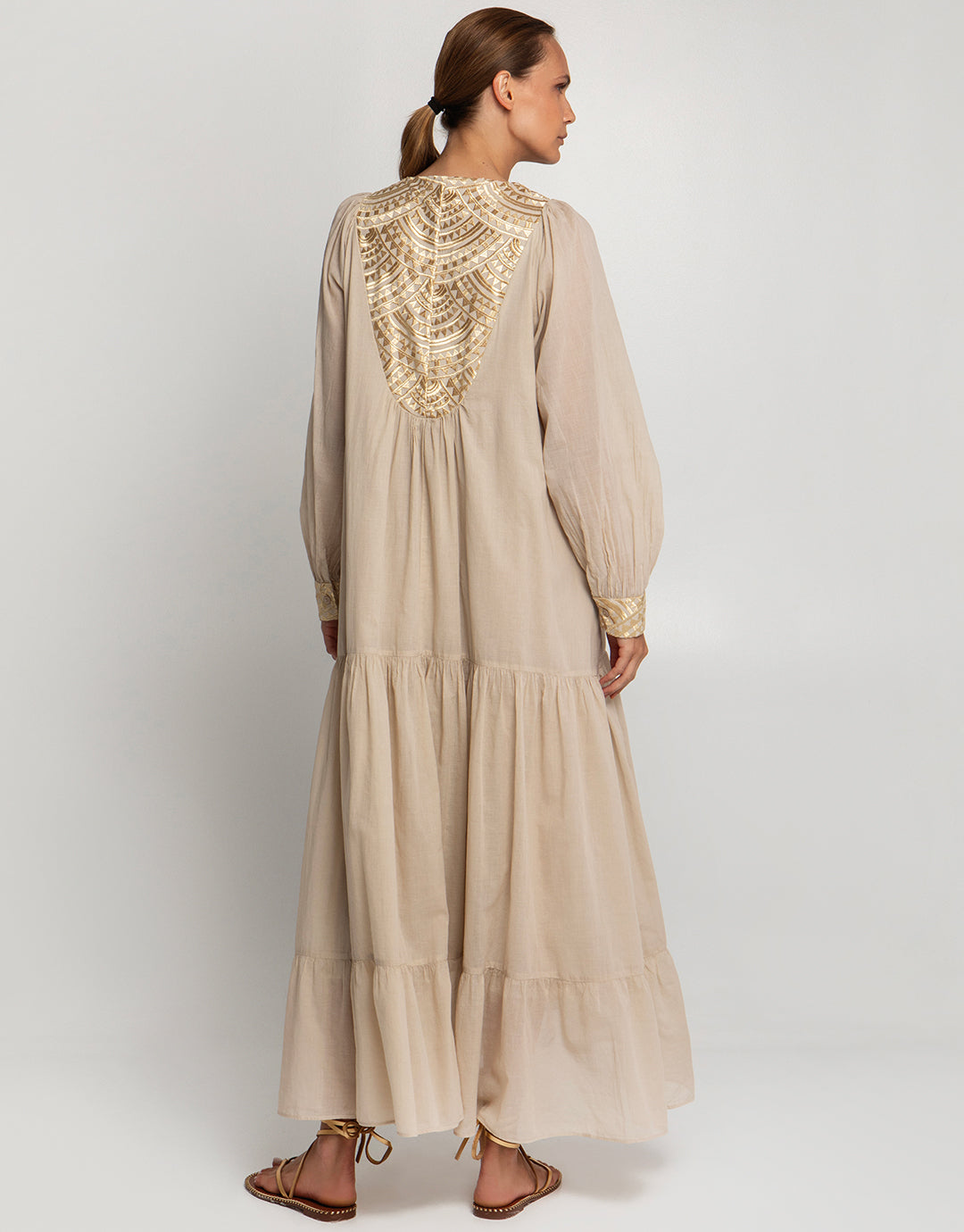 New Triangle Maxi Dress - Natural and Gold - Simply Beach UK