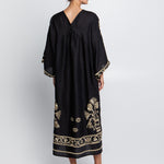 Crete V Neck Midi Kaftan - Black and Gold - Simply Beach UK