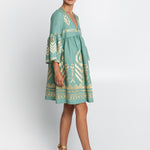 Feather Mini Dress - Sea Green and Gold - Simply Beach UK