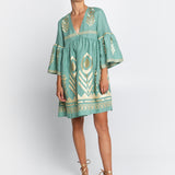 Feather Mini Dress - Sea Green and Gold - Simply Beach UK