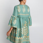 Feather Mini Dress - Sea Green and Gold - Simply Beach UK