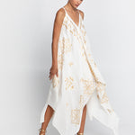 Lefkada Handkerchief Dress - Natural and Gold - Simply Beach UK