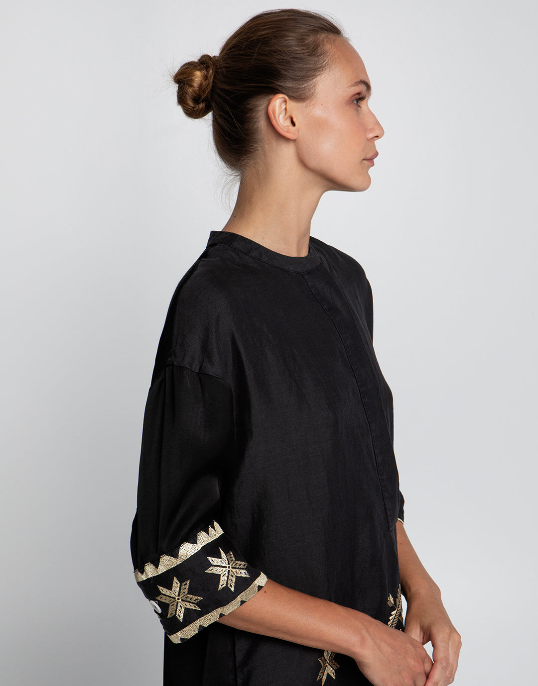 Lefkada Midi Shirt Dress - Black and Gold - Simply Beach UK