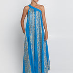 Classic Triangle Asymmetrical Maxi Dress - Blue Raf and Gold - Simply Beach UK