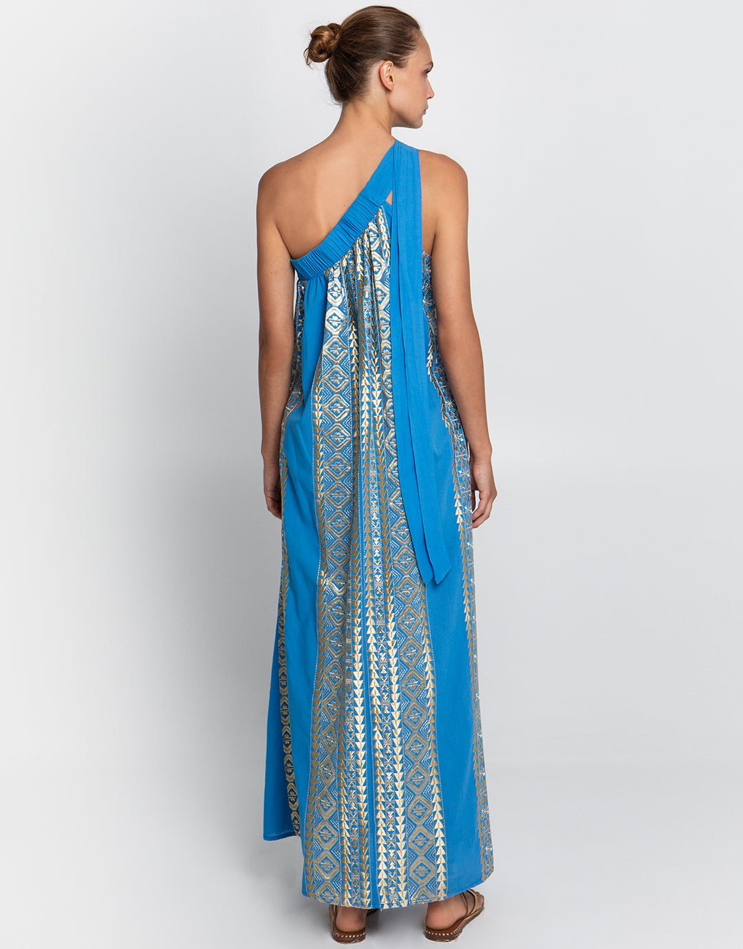 Classic Triangle Asymmetrical Maxi Dress - Blue Raf and Gold - Simply Beach UK