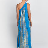 Classic Triangle Asymmetrical Maxi Dress - Blue Raf and Gold - Simply Beach UK