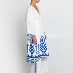 Feather Midi Kimono - White and Blue - Simply Beach UK