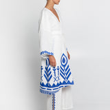 Feather Midi Kimono - White and Blue - Simply Beach UK