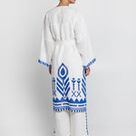 Feather Midi Kimono - White and Blue - Simply Beach UK