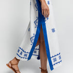 Lefkada Midi Kaftan Tunic - White and Blue - Simply Beach UK