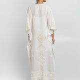 Lefkada Kimono Sleeve Maxi Kaftan - Natural and Champagne - Simply Beach UK