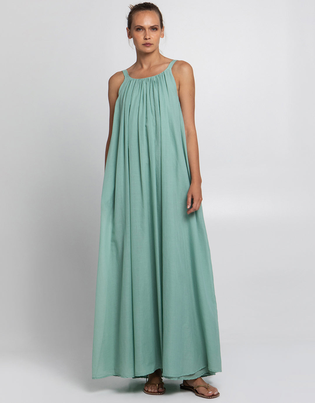 Gathered Maxi Dress - Sea Green - Simply Beach UK