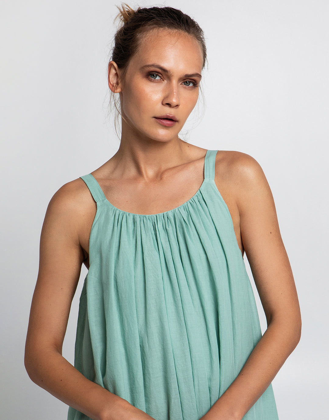 Gathered Maxi Dress - Sea Green - Simply Beach UK