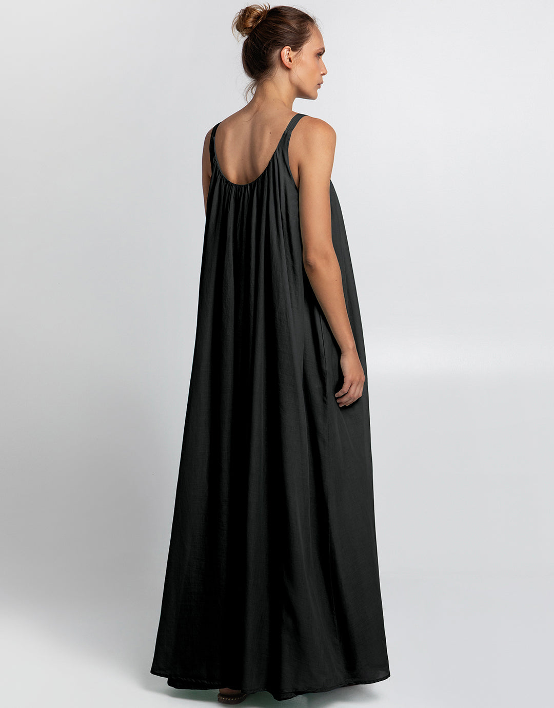 Gathered Maxi Dress - Black - Simply Beach UK