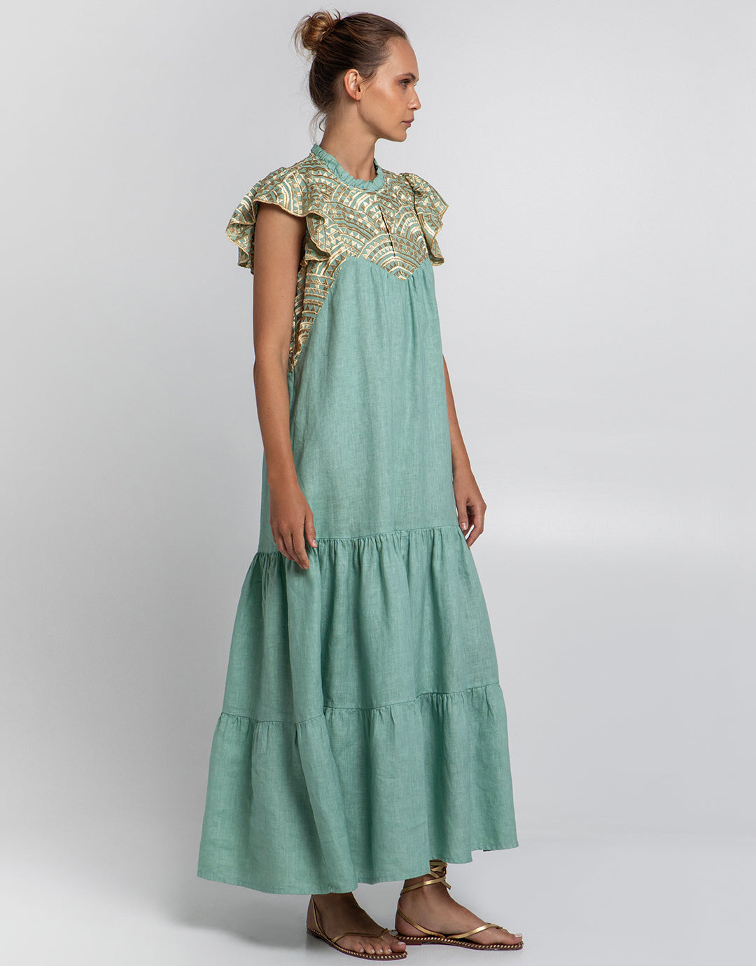 New Triangle Maxi Dress - Sea Green and Gold - Simply Beach UK