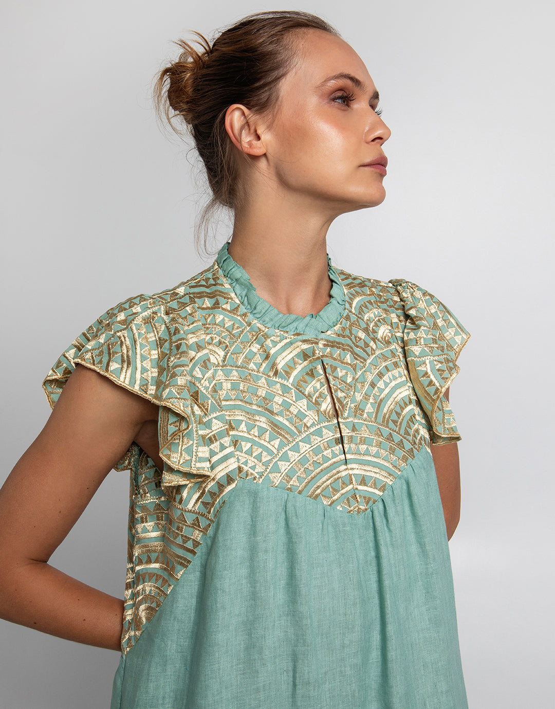 New Triangle Maxi Dress - Sea Green and Gold - Simply Beach UK