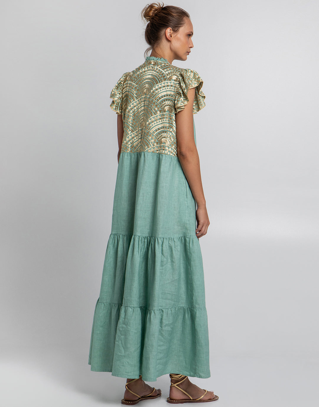 New Triangle Maxi Dress - Sea Green and Gold - Simply Beach UK