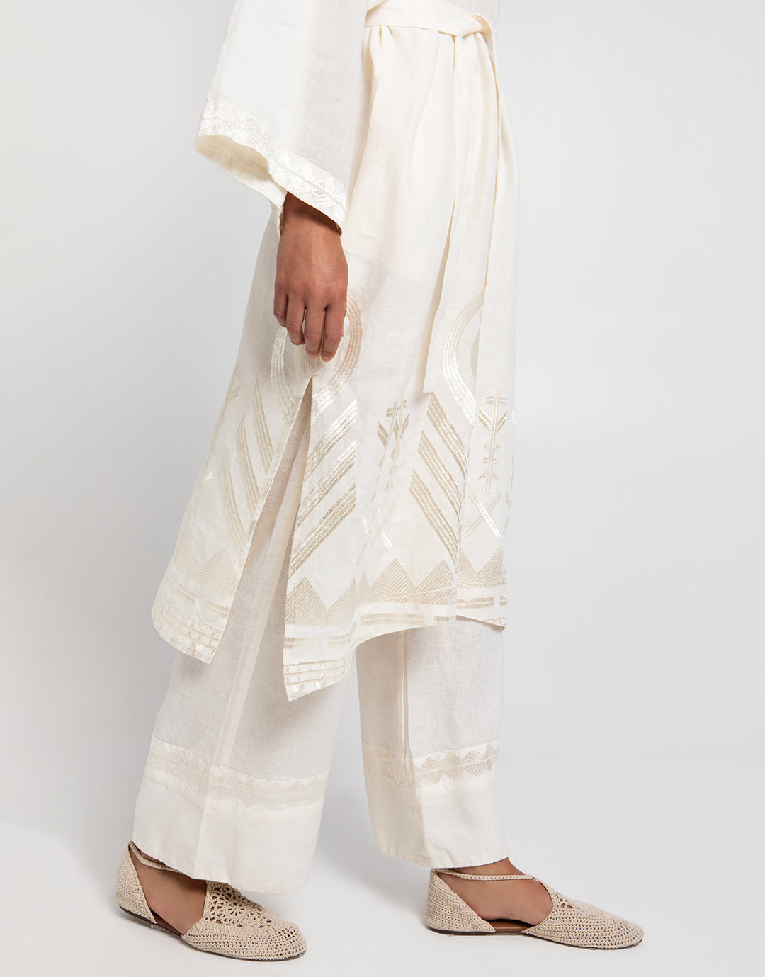 Feather Midi Kimono - Natural and Champagne - Simply Beach UK