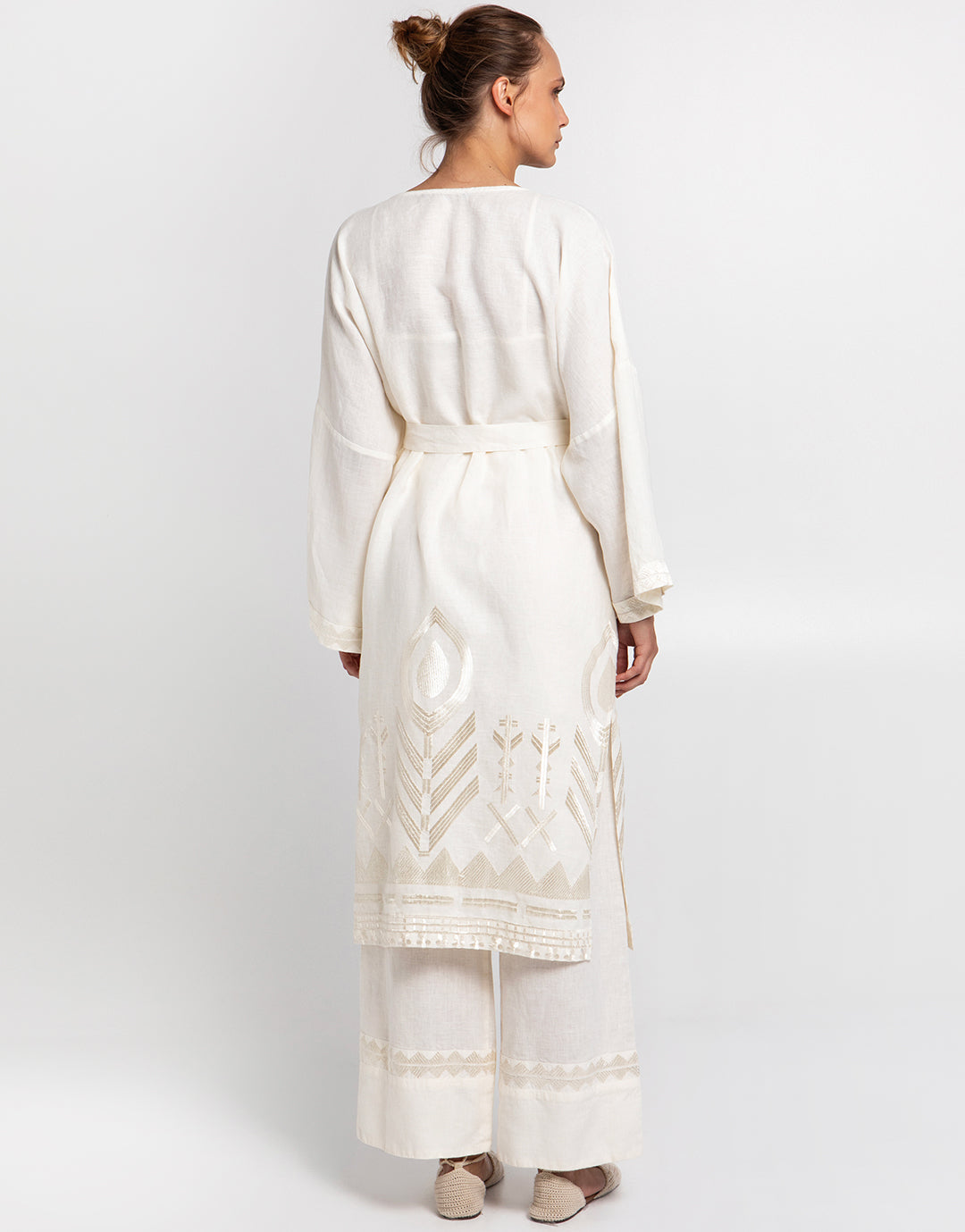 Feather Midi Kimono - Natural and Champagne - Simply Beach UK