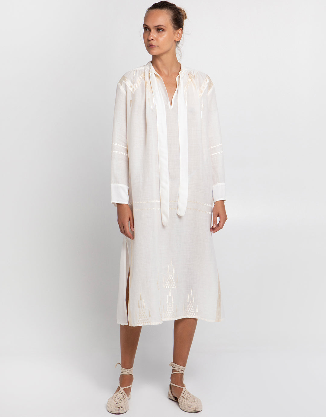 Roots Midi Shirt Dress - Natural and Champagne - Simply Beach UK