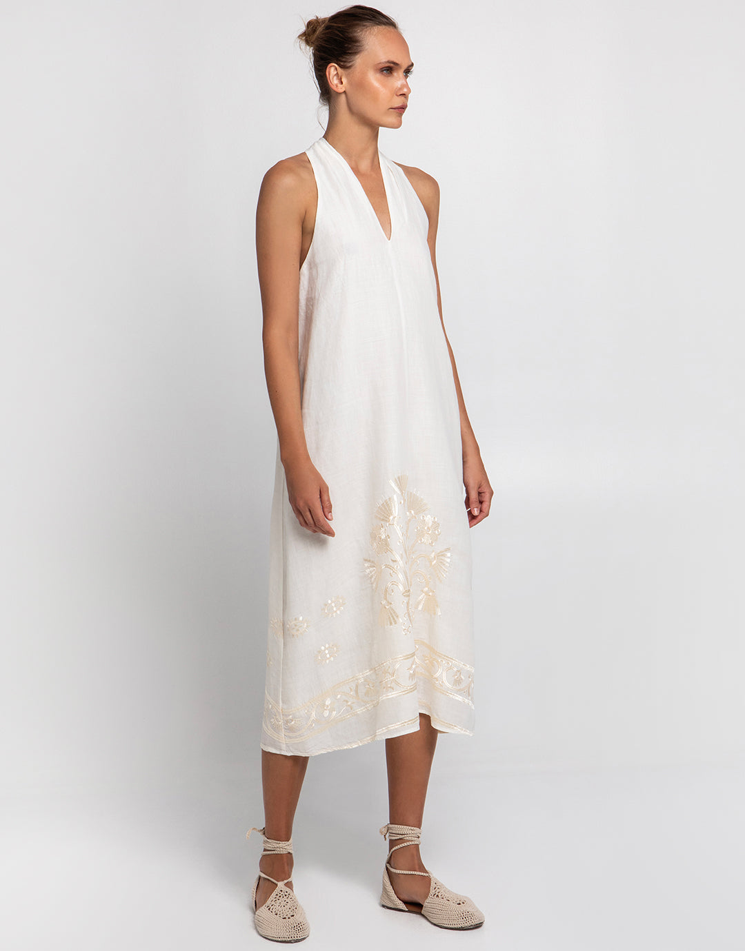 Crete Midi Dress - Natural and Champagne - Simply Beach UK