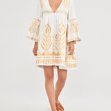 Feather Mini Dress - White and Gold - Simply Beach UK