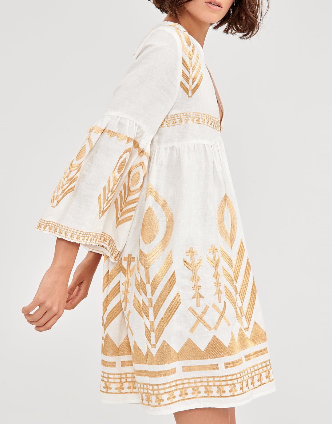 Feather Mini Dress - White and Gold - Simply Beach UK