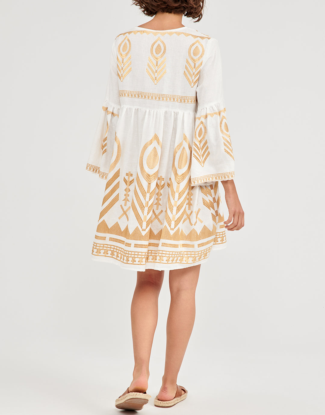 Feather Mini Dress - White and Gold - Simply Beach UK