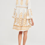 Feather Mini Dress - White and Gold - Simply Beach UK