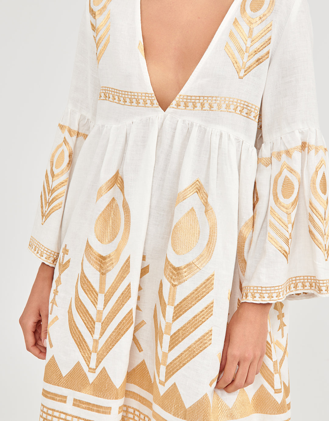 Feather Mini Dress - White and Gold - Simply Beach UK