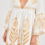 Feather Mini Dress - White and Gold - Simply Beach UK