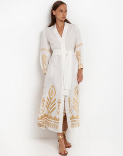 Feathers Kimono - White and Gold - Simply Beach UK