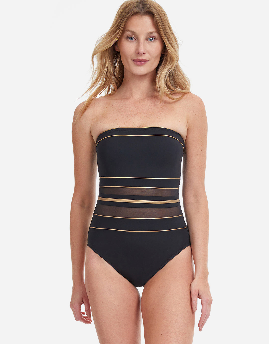 Black bandeau swimsuit hotsell